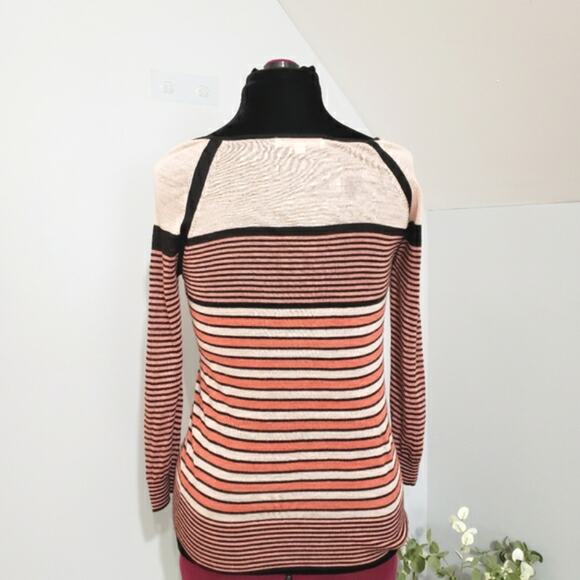 Ann Taylor LOFT Color Block Horizontal Striped Scoop Neck Sweater Medium - Picture 3 of 11